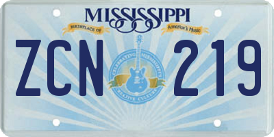 MS license plate ZCN219