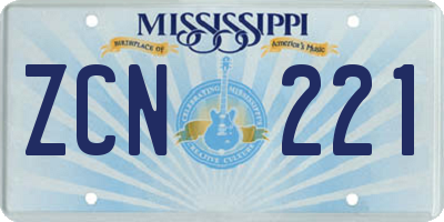 MS license plate ZCN221