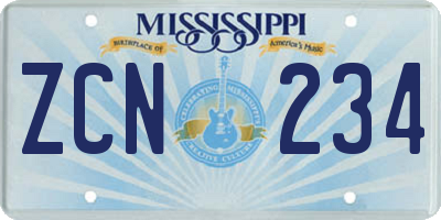 MS license plate ZCN234