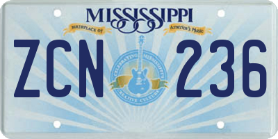 MS license plate ZCN236