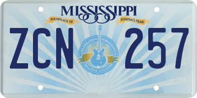 MS license plate ZCN257