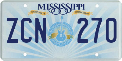 MS license plate ZCN270