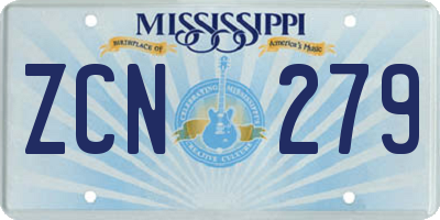 MS license plate ZCN279