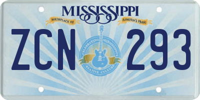 MS license plate ZCN293