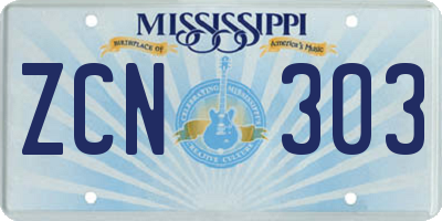 MS license plate ZCN303