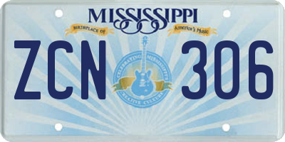 MS license plate ZCN306