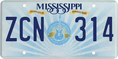 MS license plate ZCN314