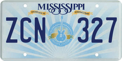 MS license plate ZCN327
