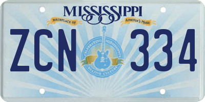 MS license plate ZCN334