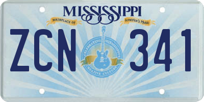 MS license plate ZCN341