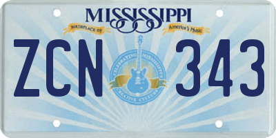 MS license plate ZCN343