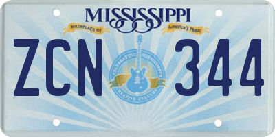 MS license plate ZCN344