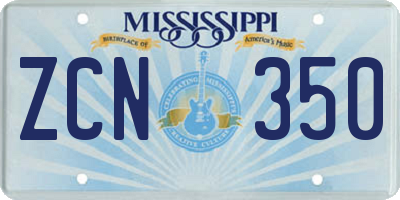 MS license plate ZCN350