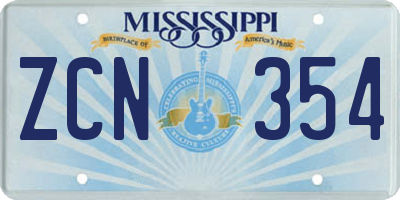MS license plate ZCN354