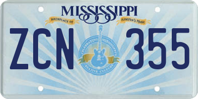 MS license plate ZCN355
