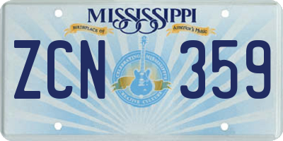 MS license plate ZCN359