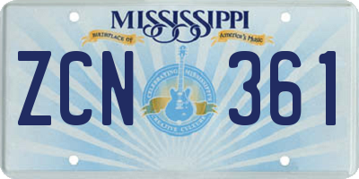 MS license plate ZCN361