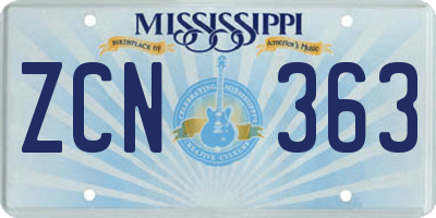 MS license plate ZCN363