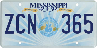 MS license plate ZCN365
