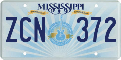MS license plate ZCN372