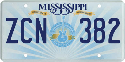 MS license plate ZCN382