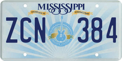 MS license plate ZCN384