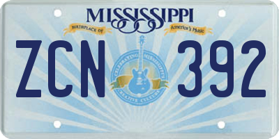 MS license plate ZCN392