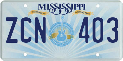 MS license plate ZCN403