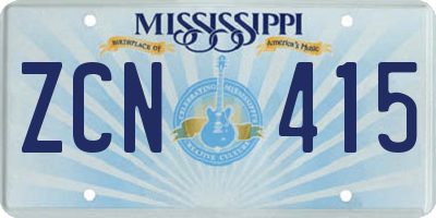 MS license plate ZCN415