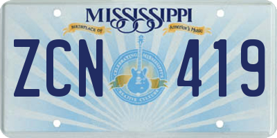 MS license plate ZCN419