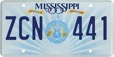 MS license plate ZCN441