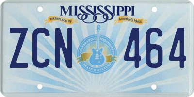 MS license plate ZCN464