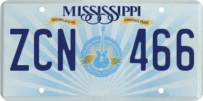 MS license plate ZCN466