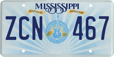 MS license plate ZCN467