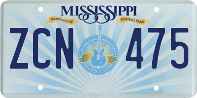 MS license plate ZCN475