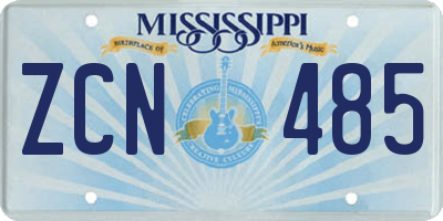 MS license plate ZCN485