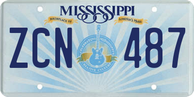 MS license plate ZCN487