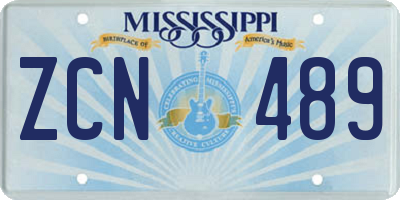 MS license plate ZCN489