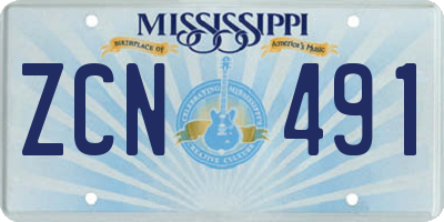 MS license plate ZCN491
