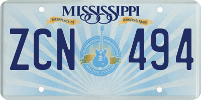 MS license plate ZCN494