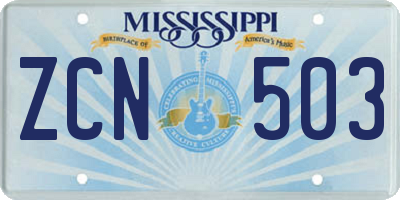 MS license plate ZCN503