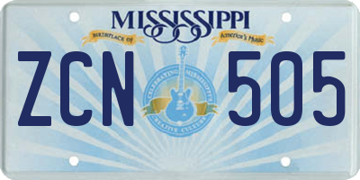 MS license plate ZCN505