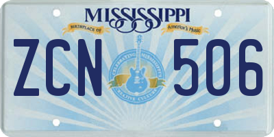 MS license plate ZCN506