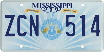 MS license plate ZCN514