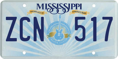MS license plate ZCN517