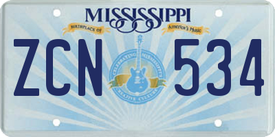 MS license plate ZCN534