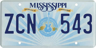 MS license plate ZCN543