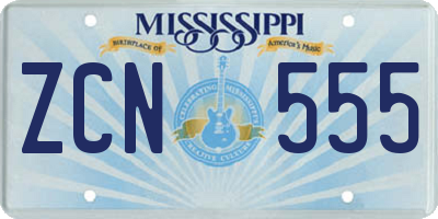 MS license plate ZCN555