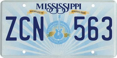 MS license plate ZCN563