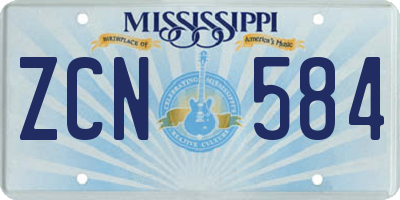 MS license plate ZCN584
